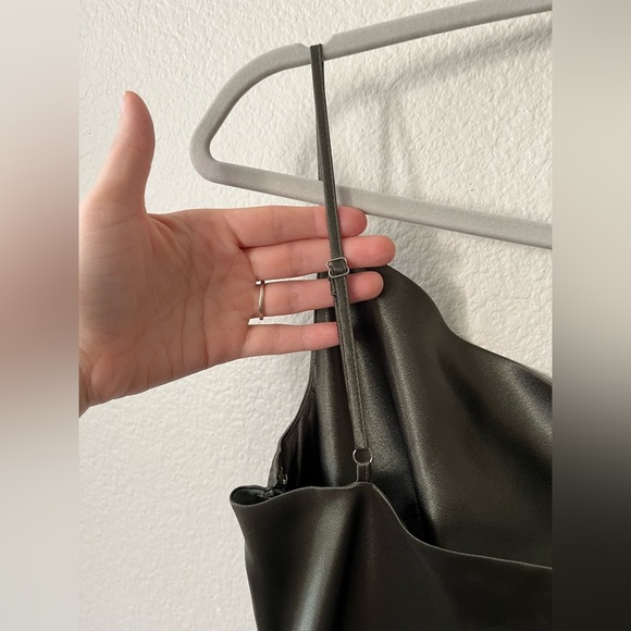 Birdy Grey Lisa Shiny Satin Cowl Neck Olive Green Long Dress in Women’s Size S - Picture 7 of 16